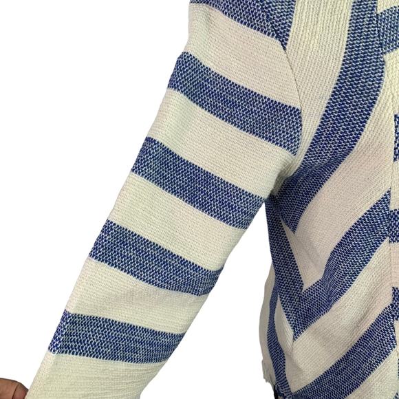 ZARA BASIC COLLECTION Women's Size Small Blouse Aztec 3/4 Sleeve Raw Hem Striped - Picture 5 of 11